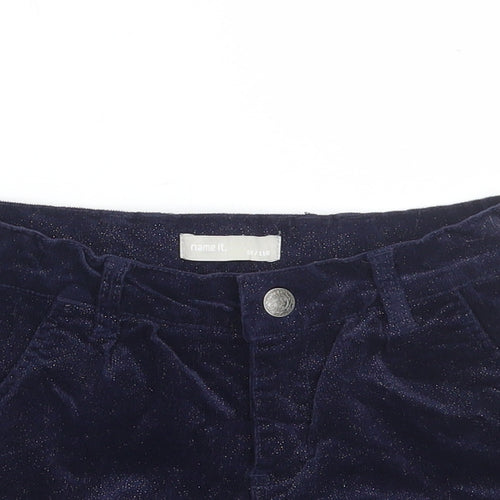 name it Girls Blue Cotton Boyfriend Shorts Size 6 Years Regular Zip