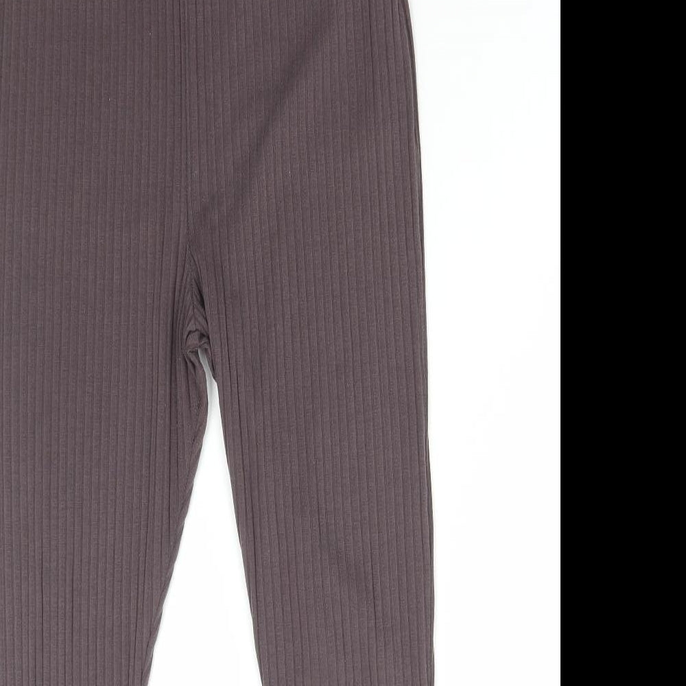 Boohoo Womens Brown Polyester Capri Leggings Size 14 L26 in - Ribbed