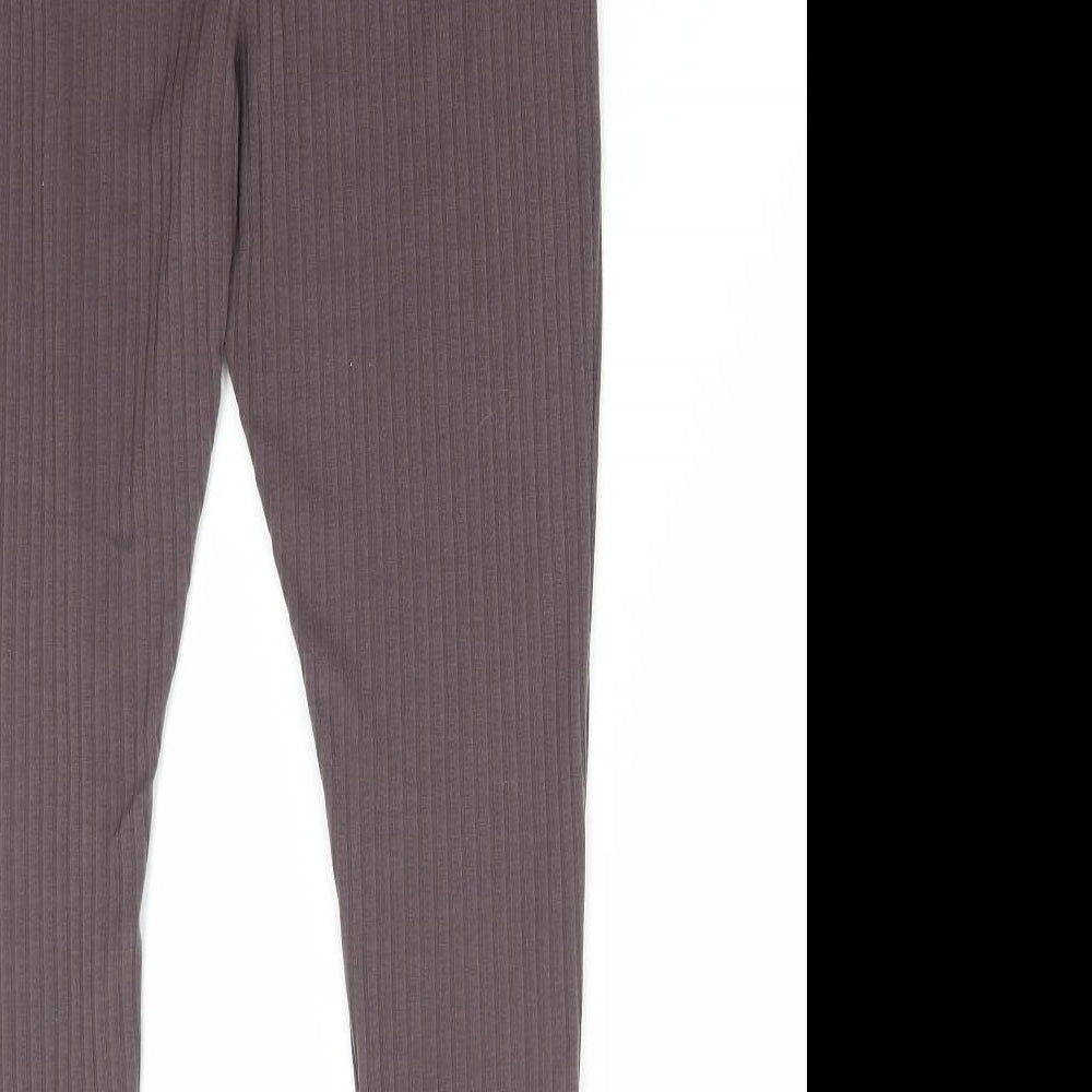 Boohoo Womens Brown Polyester Capri Leggings Size 14 L26 in - Ribbed