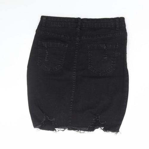 My Bestiny Womens Black Cotton Mini Skirt Size M Zip