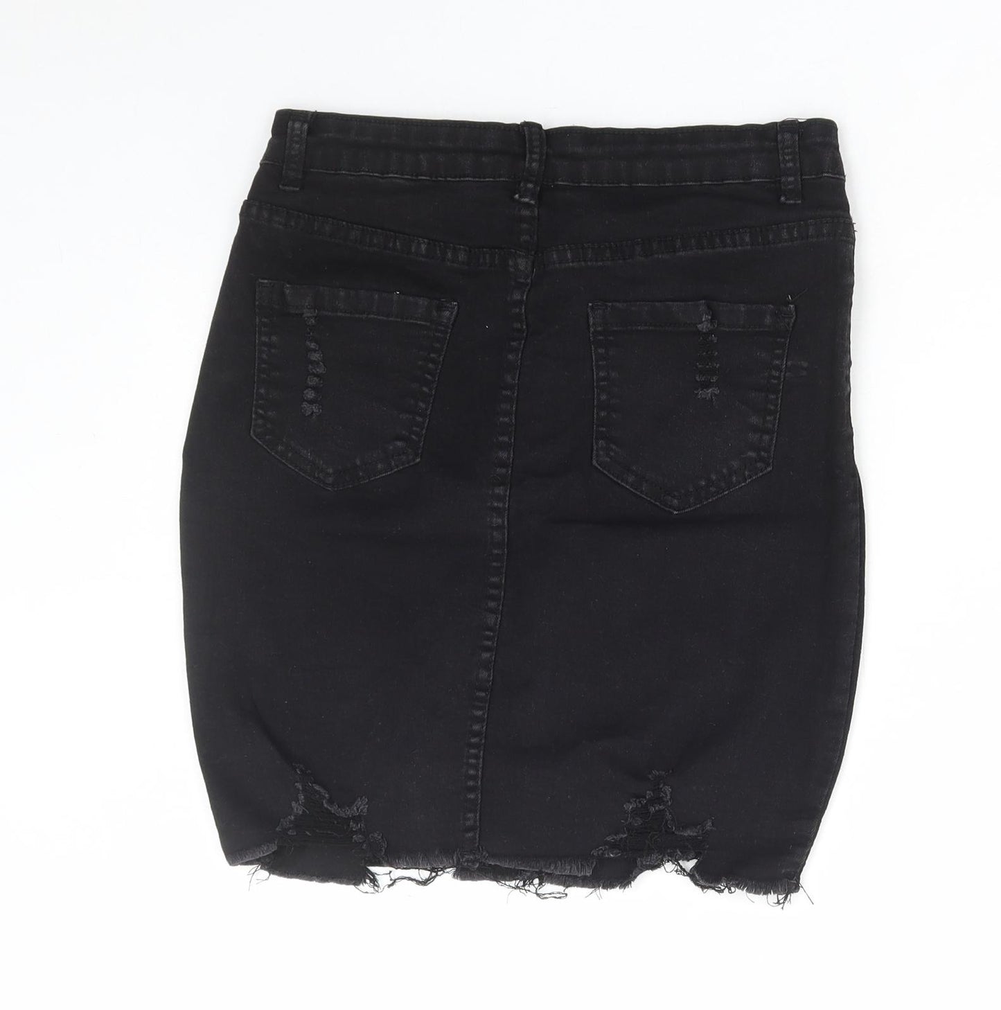 My Bestiny Womens Black Cotton Mini Skirt Size M Zip