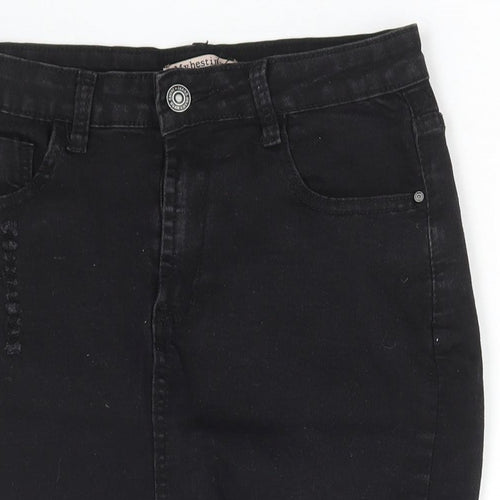 My Bestiny Womens Black Cotton Mini Skirt Size M Zip