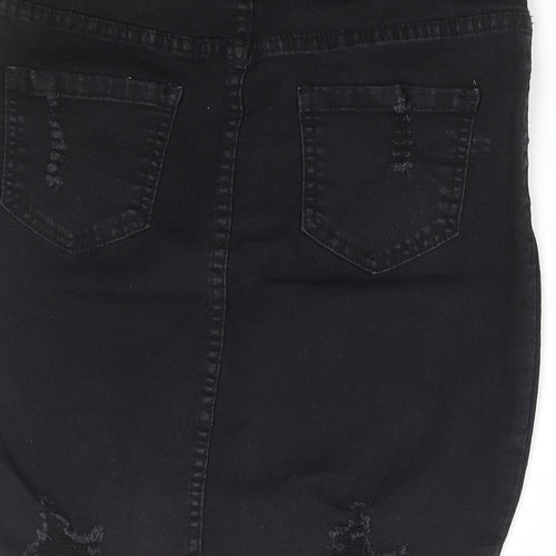My Bestiny Womens Black Cotton Mini Skirt Size M Zip