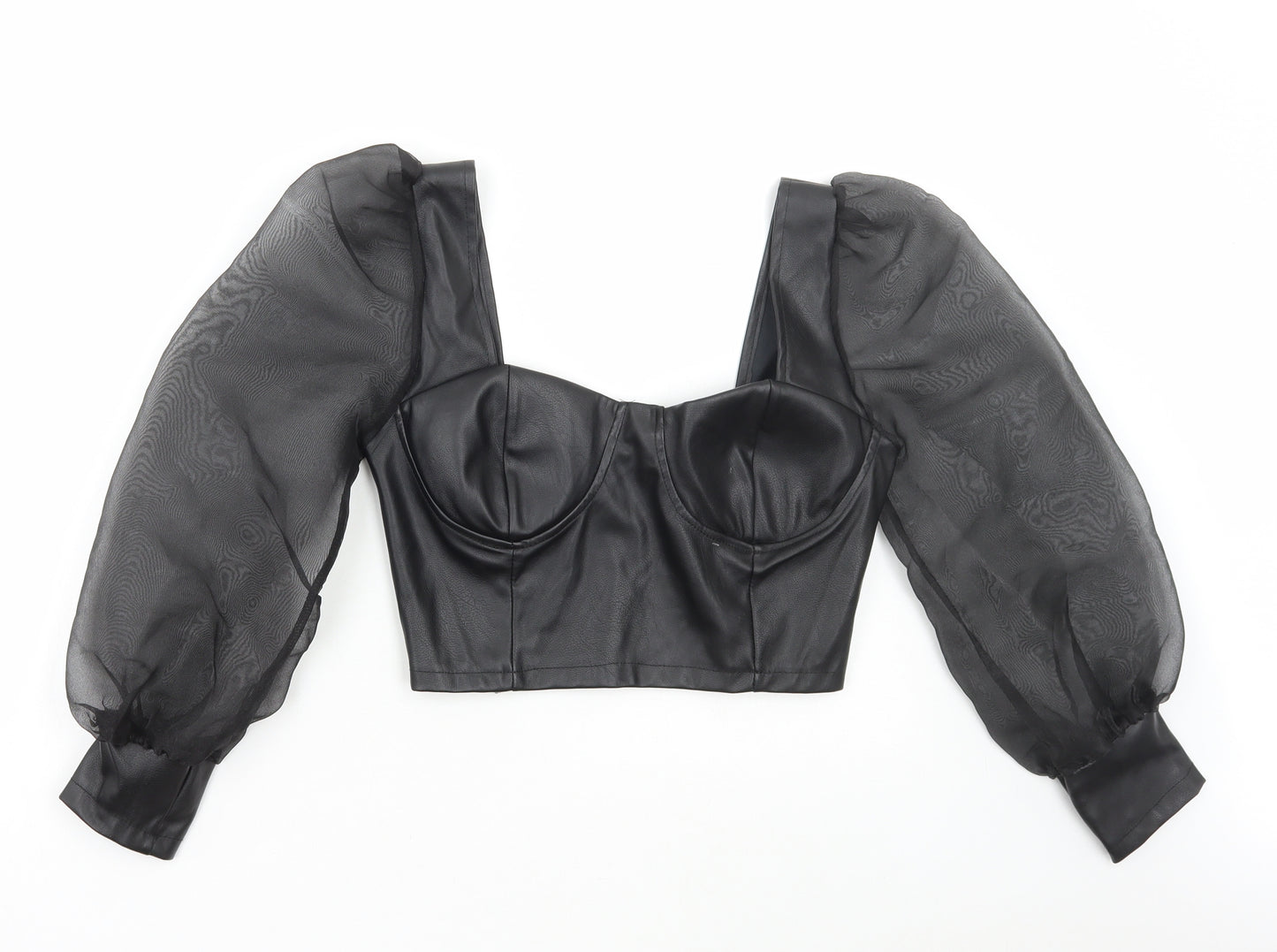 Preworn Womens Black Polyester Basic Blouse Size L Sweetheart