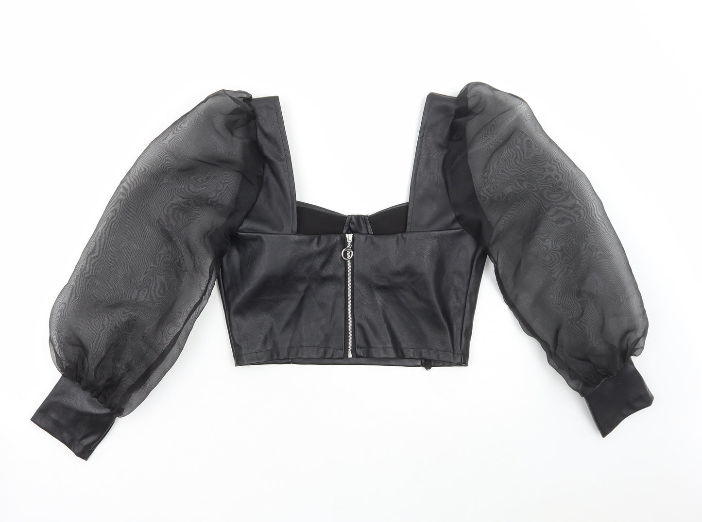 Preworn Womens Black Polyester Basic Blouse Size L Sweetheart