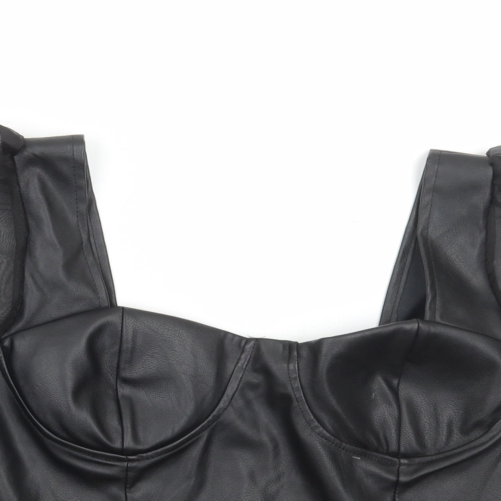 Preworn Womens Black Polyester Basic Blouse Size L Sweetheart