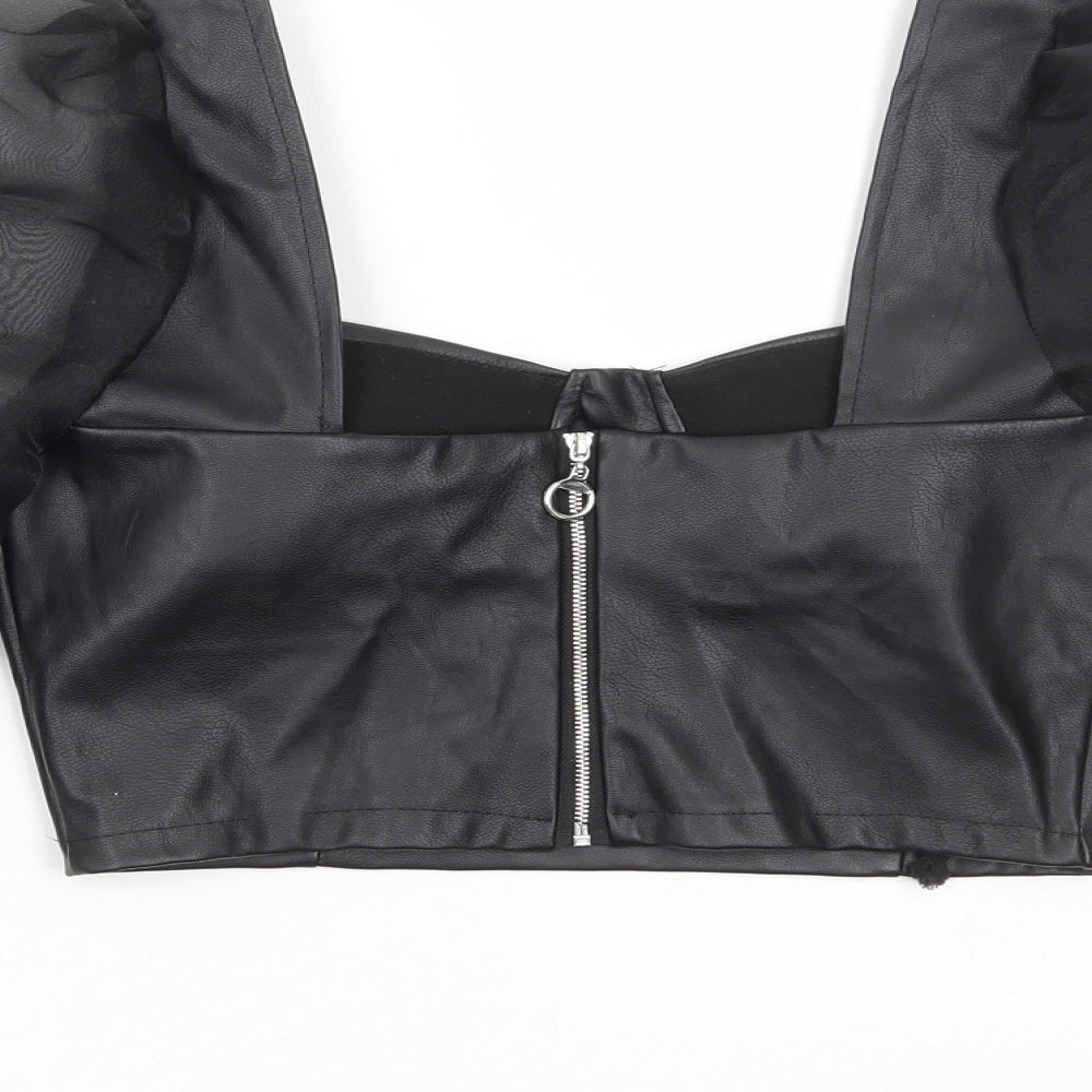 Preworn Womens Black Polyester Basic Blouse Size L Sweetheart
