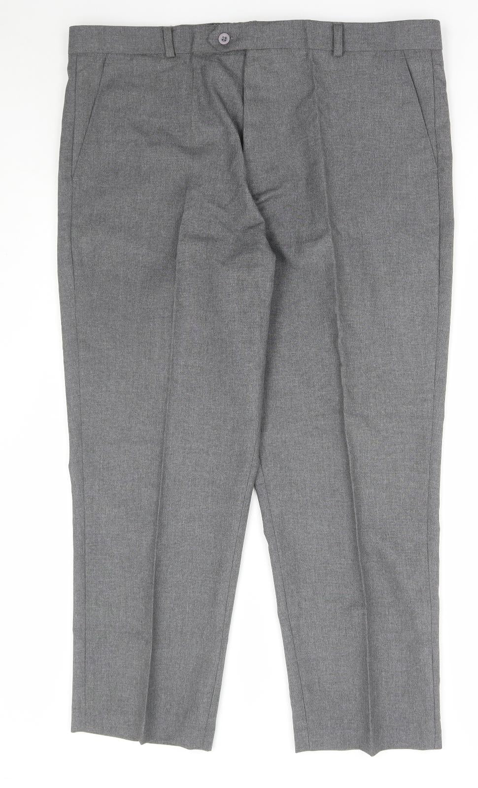 Preworn Mens Grey Polyester Trousers Size 40 in L27 in Regular Hook & Eye