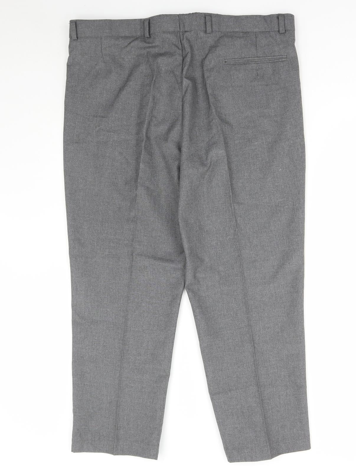 Preworn Mens Grey Polyester Trousers Size 40 in L27 in Regular Hook & Eye