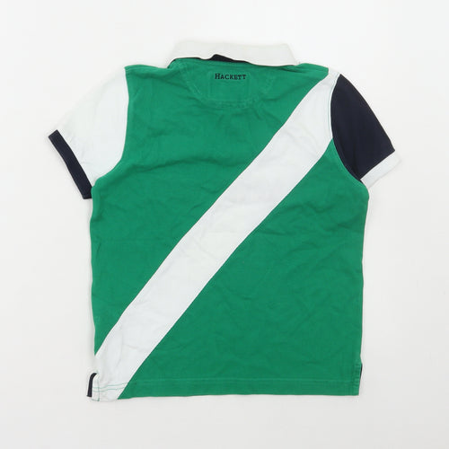 Hackett London Boys Green Cotton Basic Polo Size 7-8 Years Collared Button - Polo club