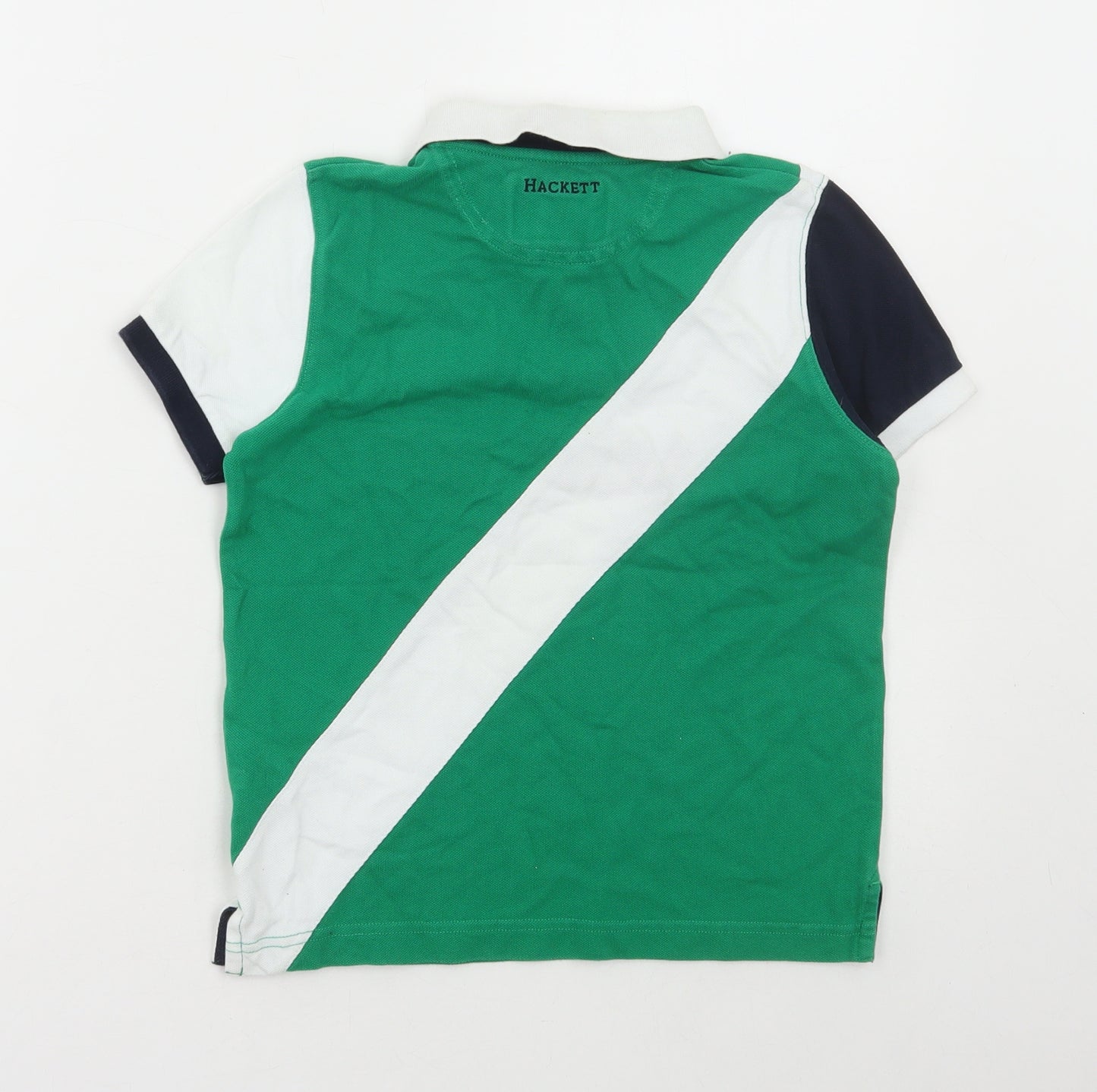 Hackett London Boys Green Cotton Basic Polo Size 7-8 Years Collared Button - Polo club