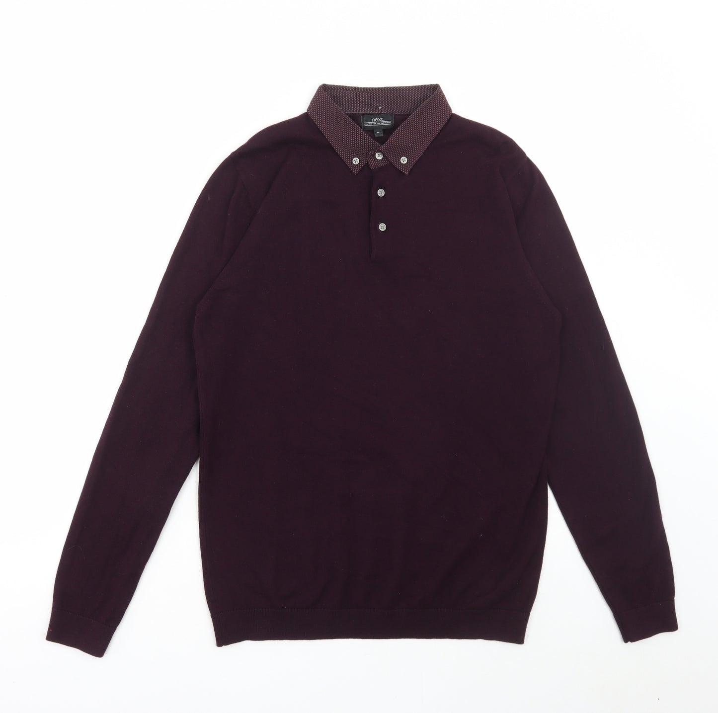 NEXT Mens Purple Collared Cotton Pullover Jumper Size M
