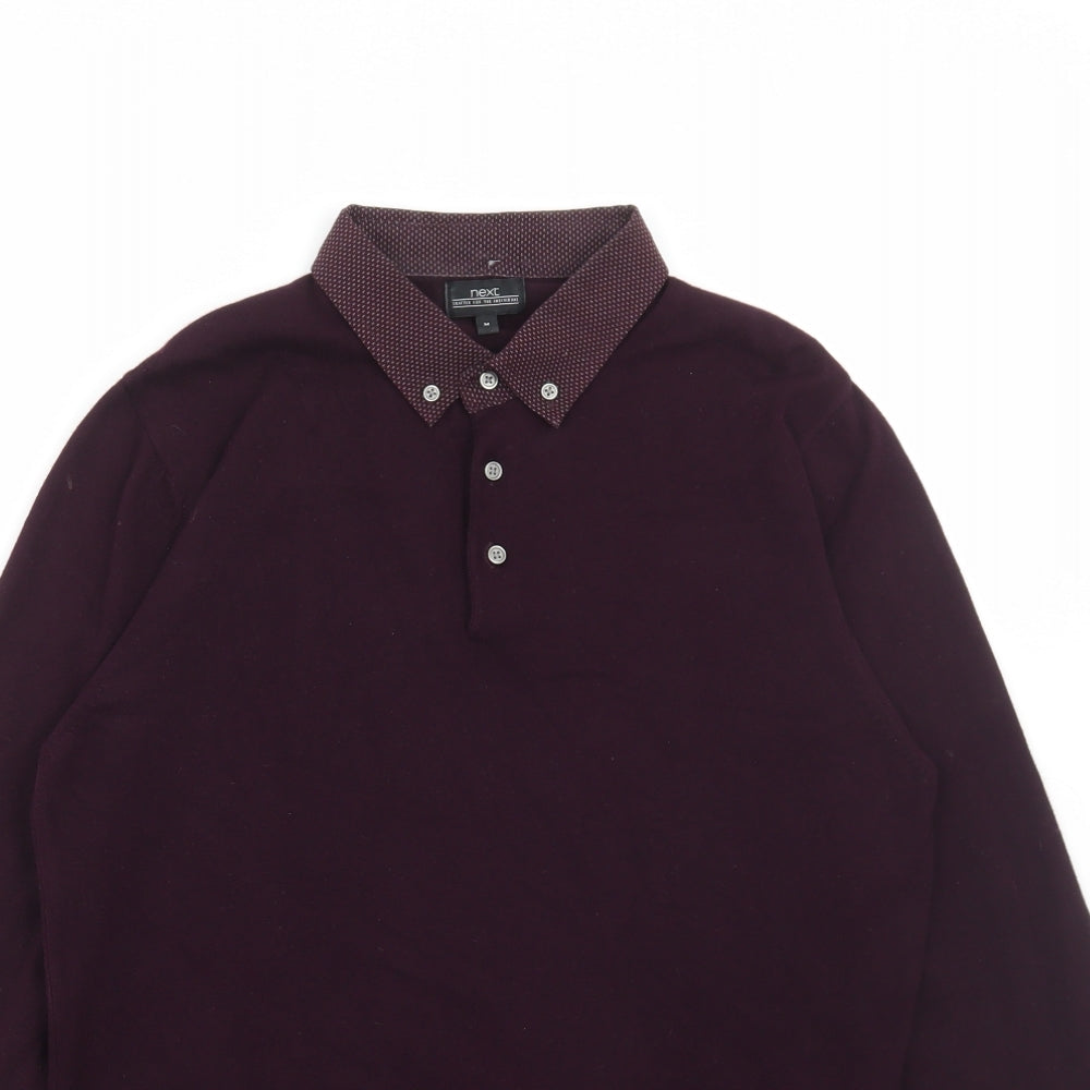 NEXT Mens Purple Collared Cotton Pullover Jumper Size M