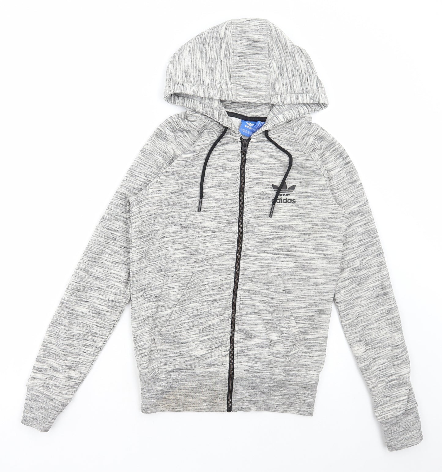 adidas Womens Grey Cotton Full Zip Hoodie Size 8 Zip