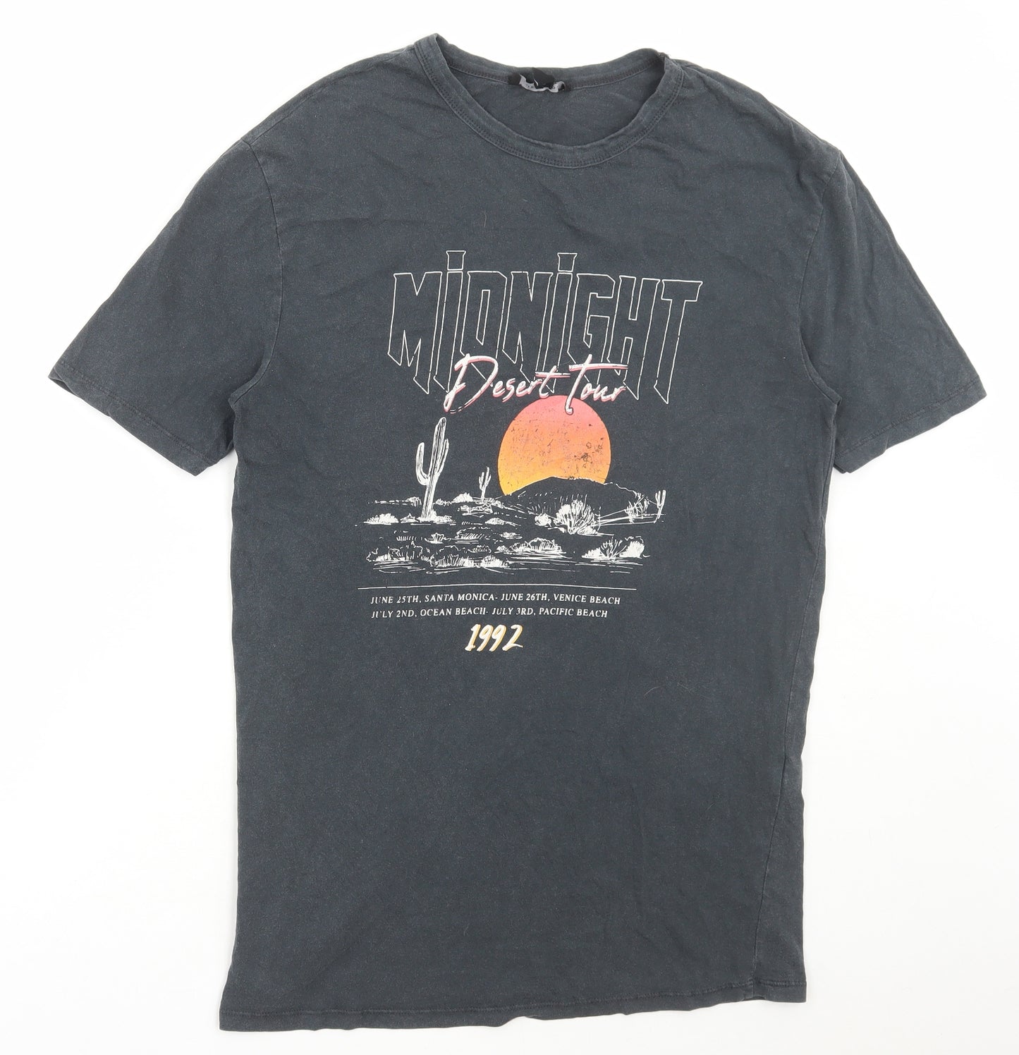 New Look Womens Grey Cotton Basic T-Shirt Size 8 Round Neck - Desert