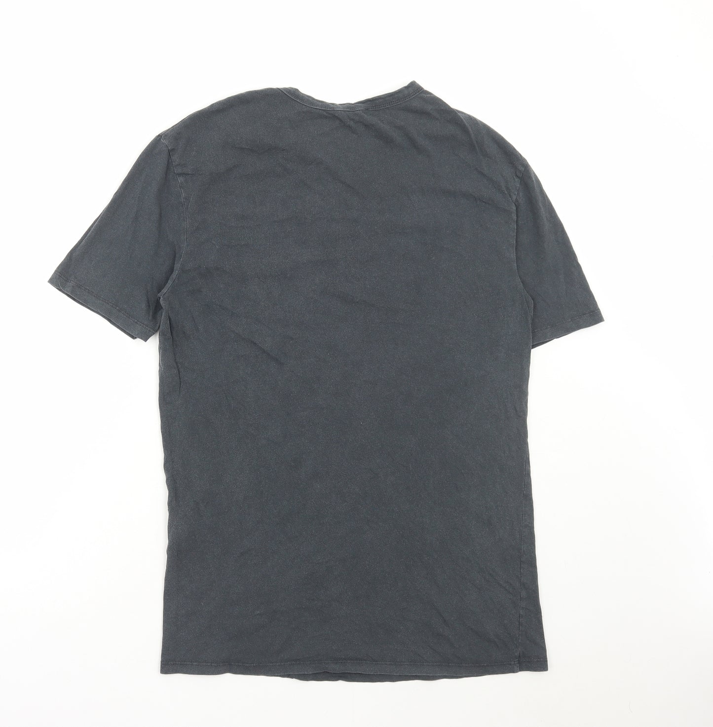 New Look Womens Grey Cotton Basic T-Shirt Size 8 Round Neck - Desert