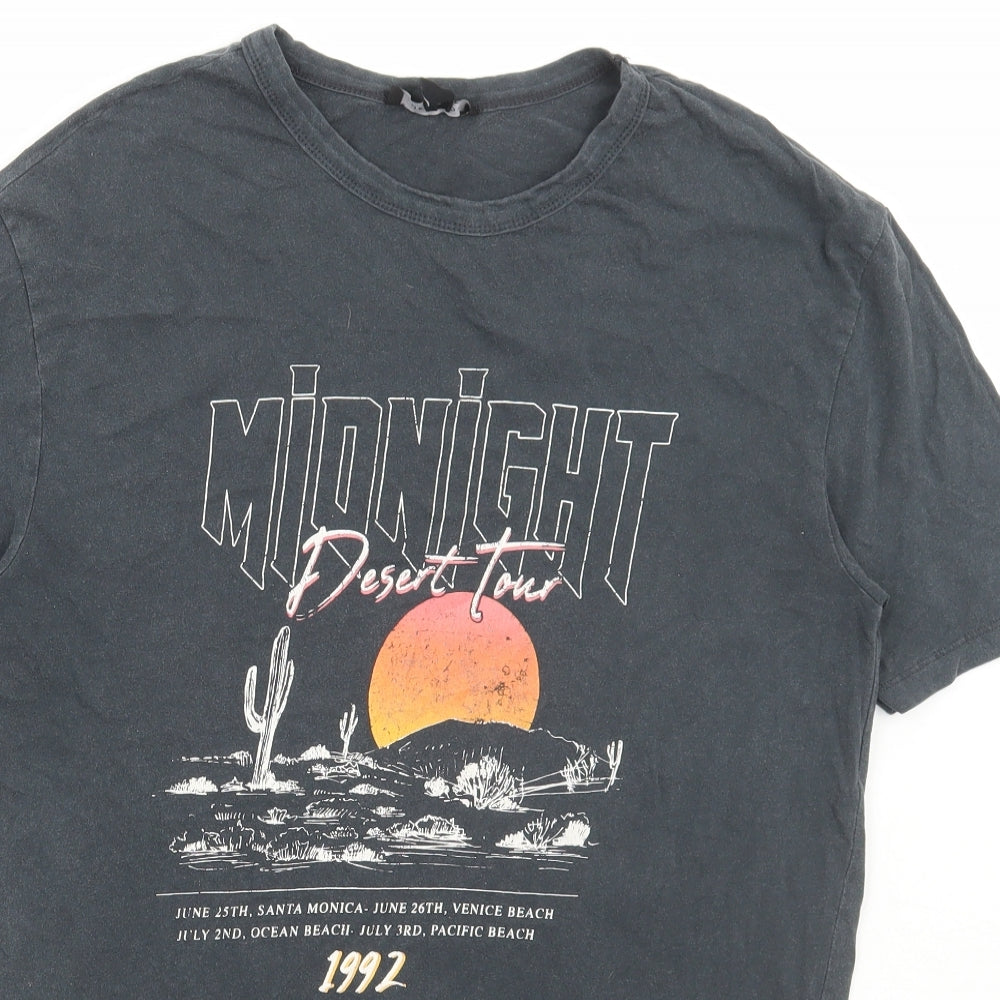 New Look Womens Grey Cotton Basic T-Shirt Size 8 Round Neck - Desert