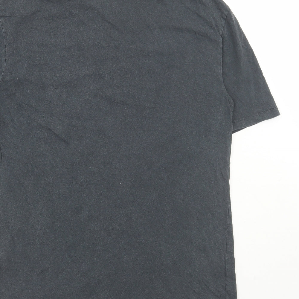 New Look Womens Grey Cotton Basic T-Shirt Size 8 Round Neck - Desert