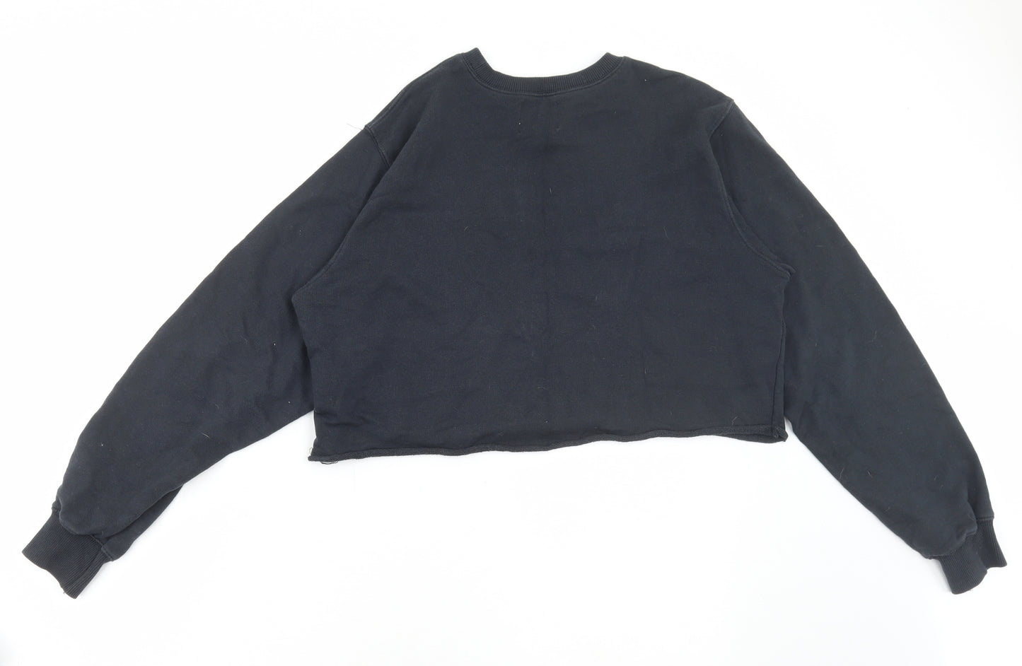 Pull&Bear Womens Blue Cotton Pullover Sweatshirt Size XS Pullover - Cropped, Ocean Port