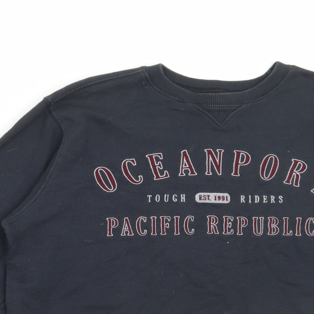 Pull&Bear Womens Blue Cotton Pullover Sweatshirt Size XS Pullover - Cropped, Ocean Port