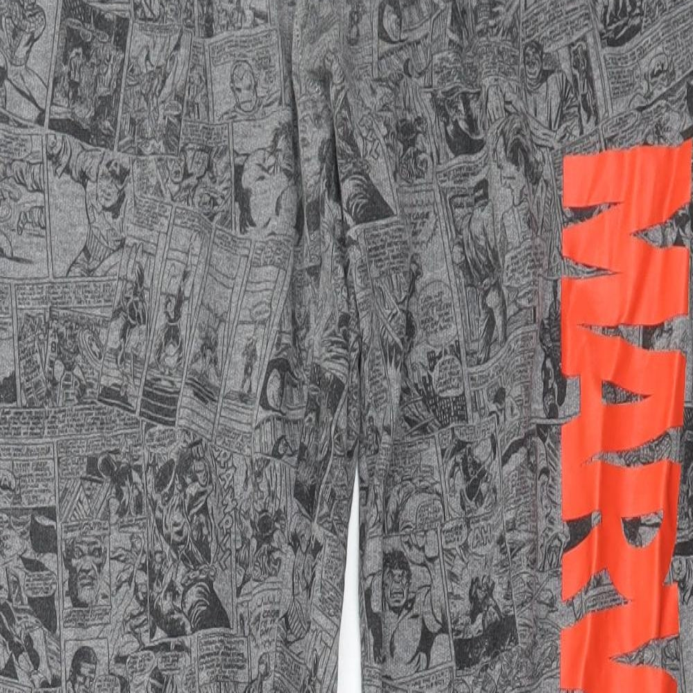 Marvel Mens Grey Geometric Cotton Jogger Trousers Size M L33 in Regular Drawstring - Marvel