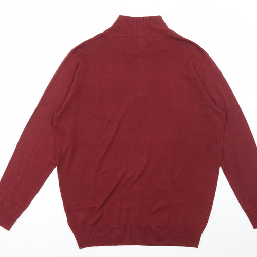 Livergy Mens Red High Neck Cotton Pullover Jumper Size XL