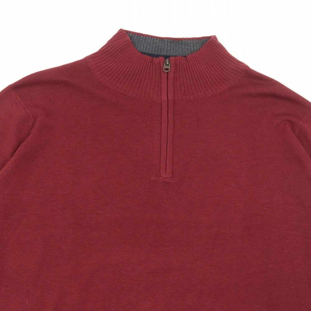 Livergy Mens Red High Neck Cotton Pullover Jumper Size XL