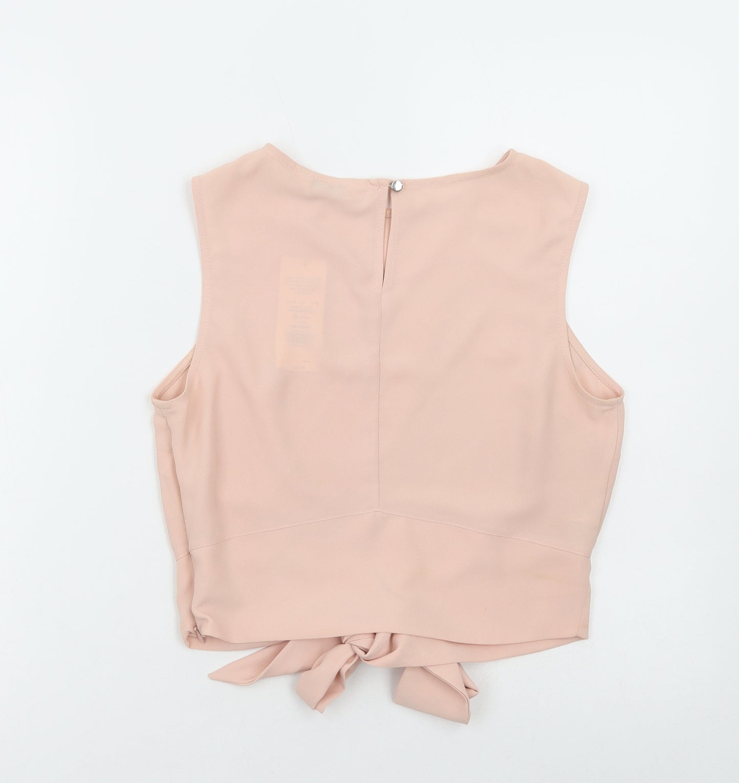 Miss Selfridge Womens Pink Polyester Cropped Blouse Size 10 Round Neck