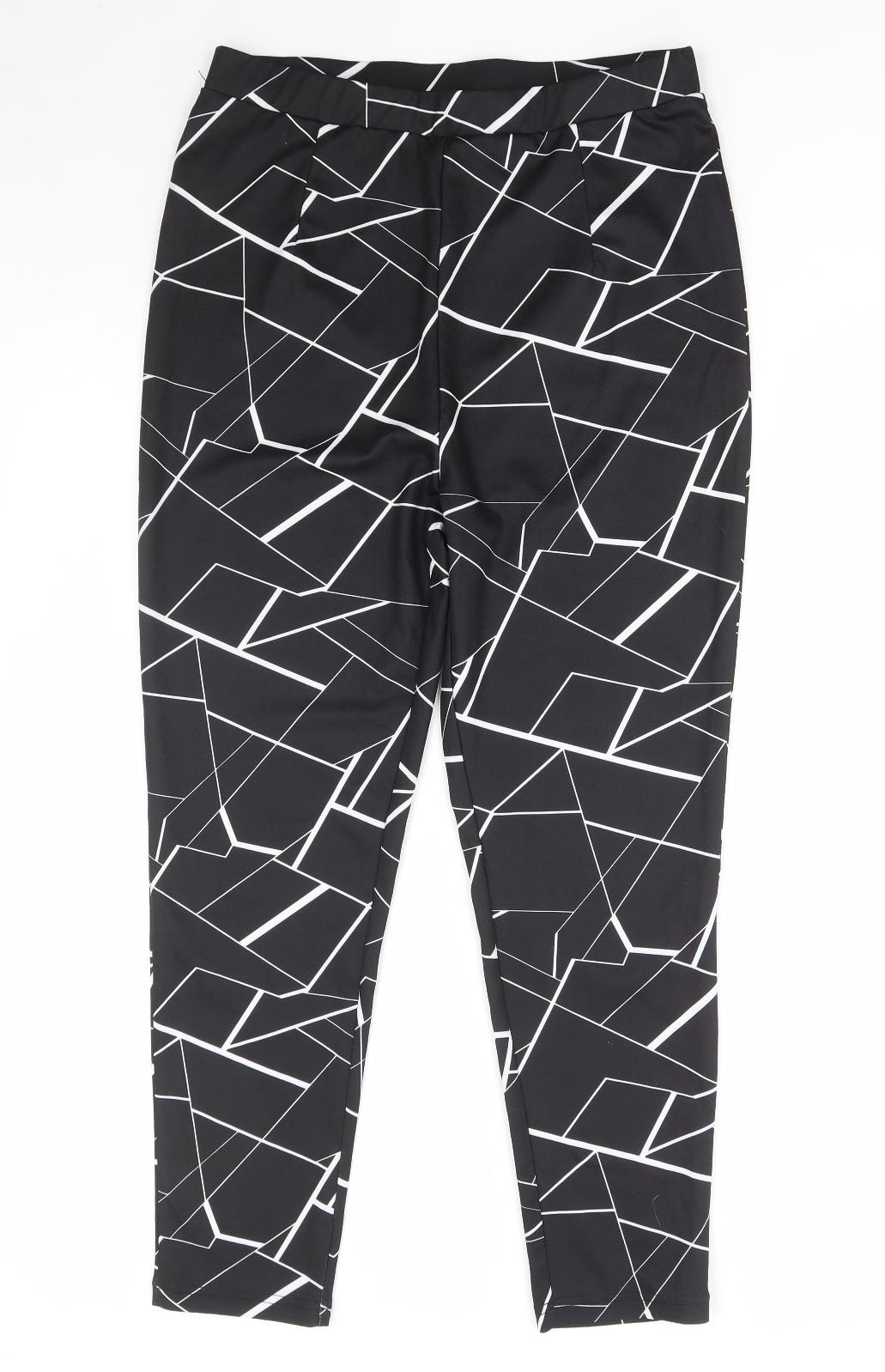 SheIn Womens Black Geometric Polyester Jegging Leggings Size L L27 in