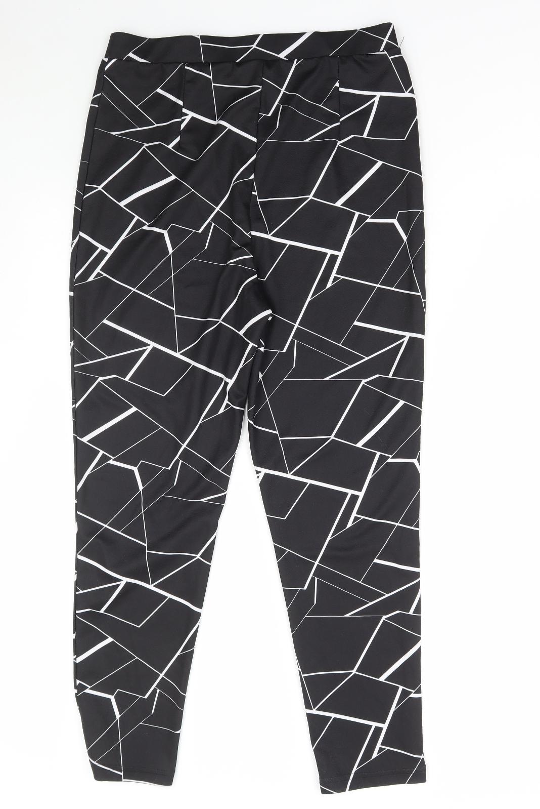 SheIn Womens Black Geometric Polyester Jegging Leggings Size L L27 in