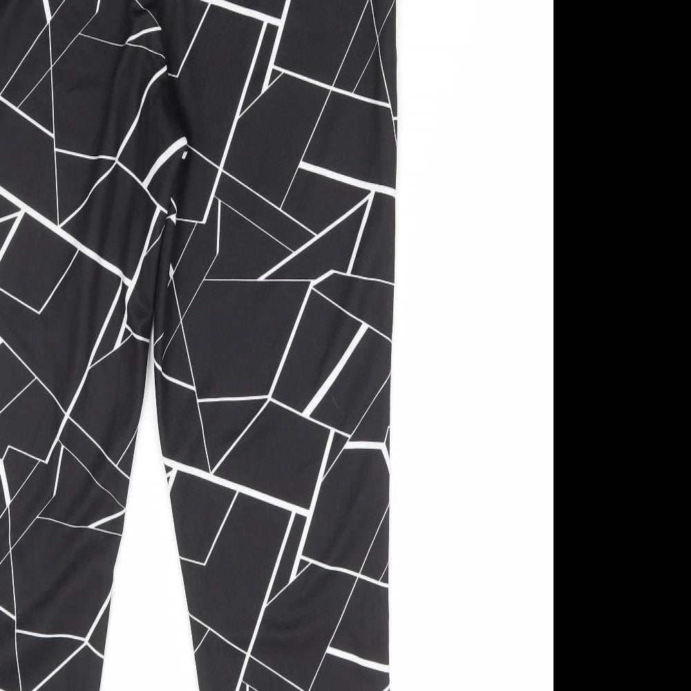SheIn Womens Black Geometric Polyester Jegging Leggings Size L L27 in