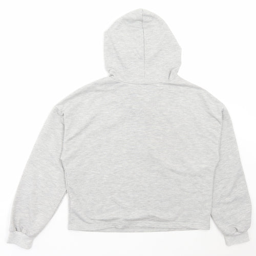 SheIn Womens Grey Floral Cotton Pullover Hoodie Size S Pullover - Smile