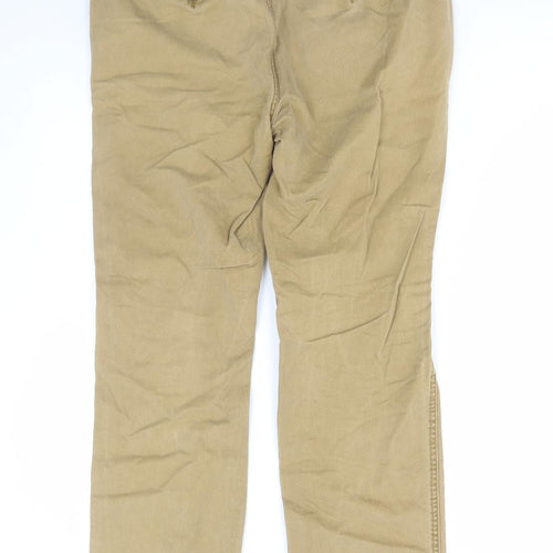 Fat Face Mens Beige Cotton Chino Trousers Size 34 in L30 in Regular Zip