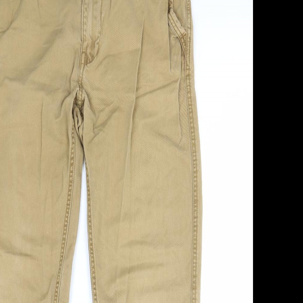 Fat Face Mens Beige Cotton Chino Trousers Size 34 in L30 in Regular Zip