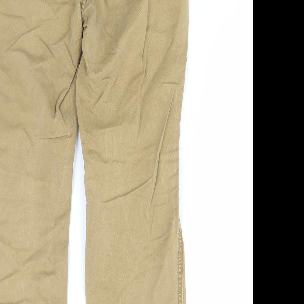 Fat Face Mens Beige Cotton Chino Trousers Size 34 in L30 in Regular Zip
