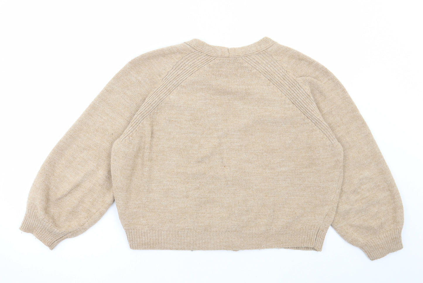 ASOS Womens Beige V-Neck Acrylic Cardigan Jumper Size 8