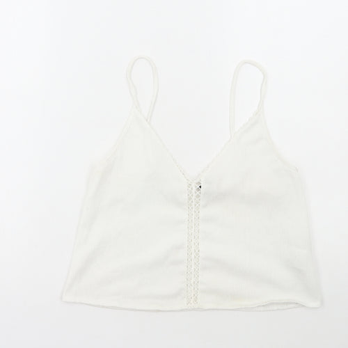 Divided by H&M Womens White Polyester Camisole Tank Size XS Scoop Neck - Lace Detail