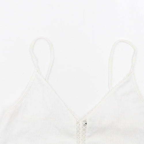 Divided by H&M Womens White Polyester Camisole Tank Size XS Scoop Neck - Lace Detail