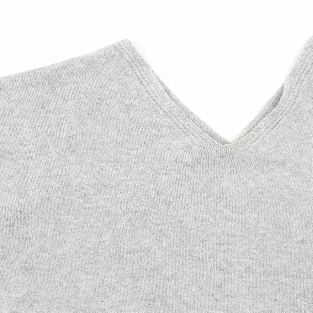 Pull&Bear Womens Grey V-Neck Polyester Pullover Jumper Size XS