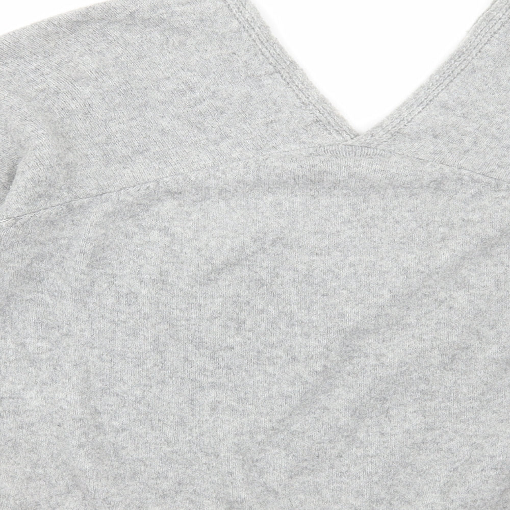 Pull&Bear Womens Grey V-Neck Polyester Pullover Jumper Size XS