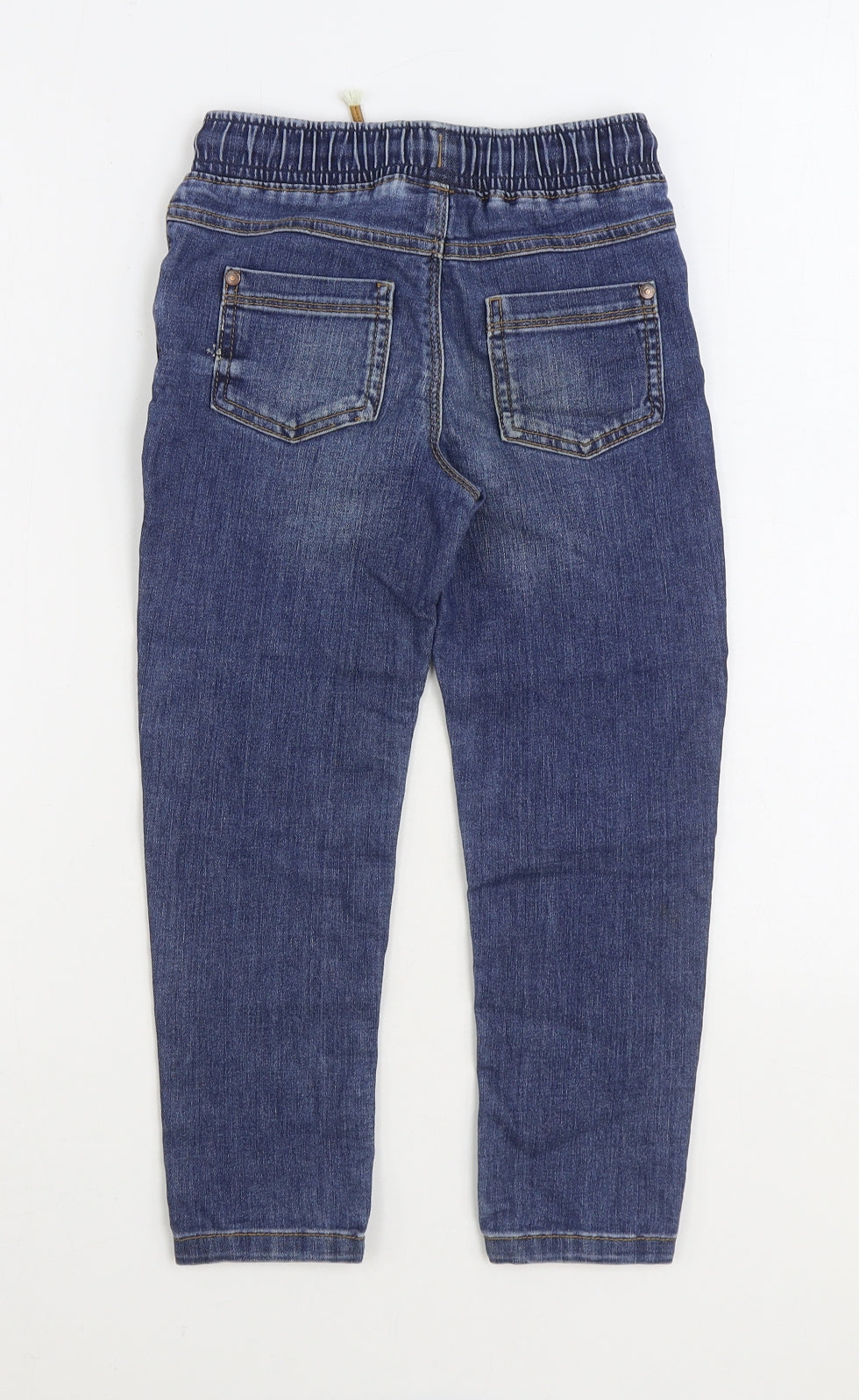 George Boys Blue Cotton Straight Jeans Size 5-6 Years Regular Drawstring