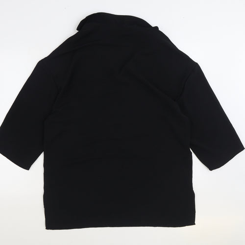 Jeff & Co Womens Black Polyester Basic Blouse Size 14 V-Neck