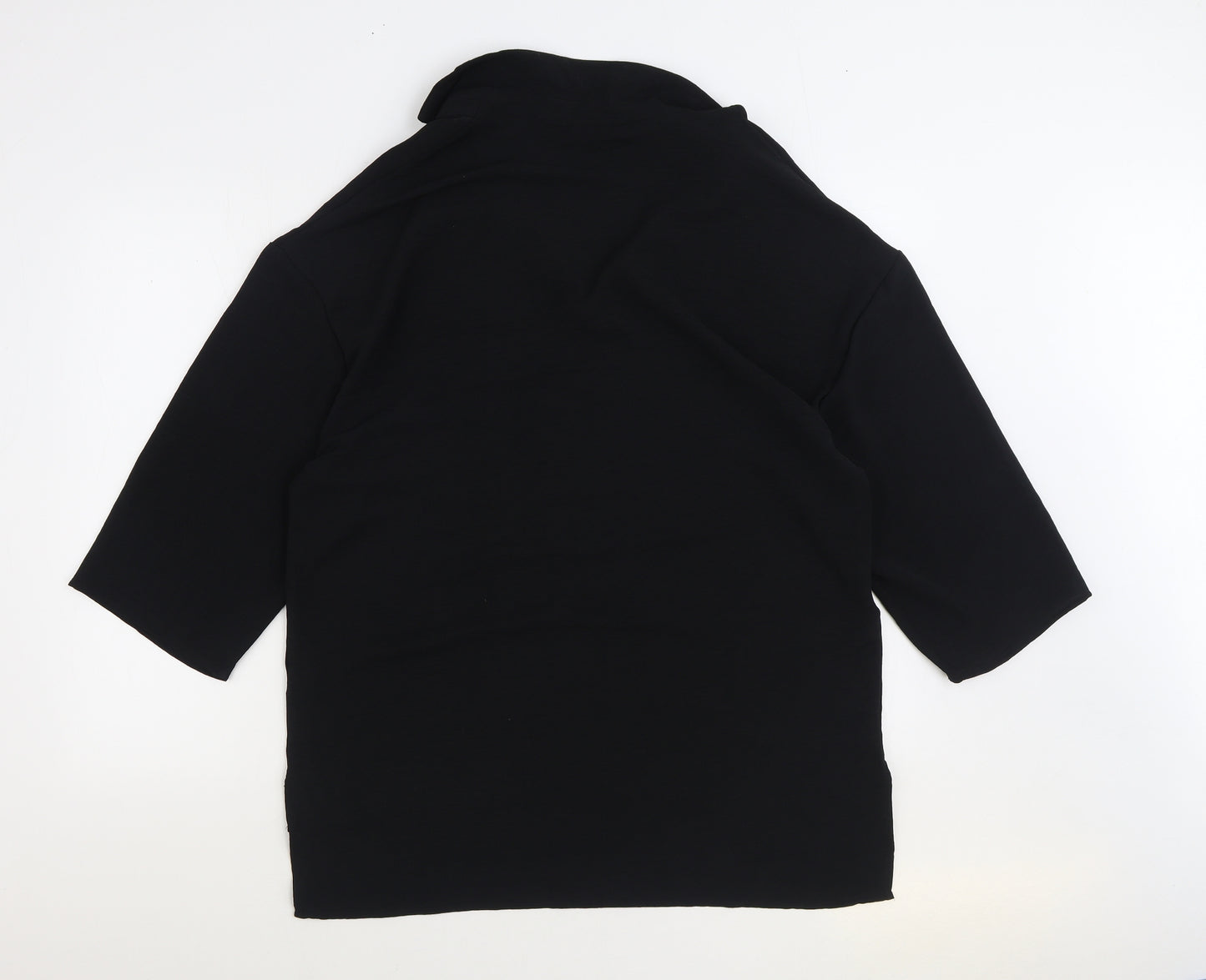 Jeff & Co Womens Black Polyester Basic Blouse Size 14 V-Neck