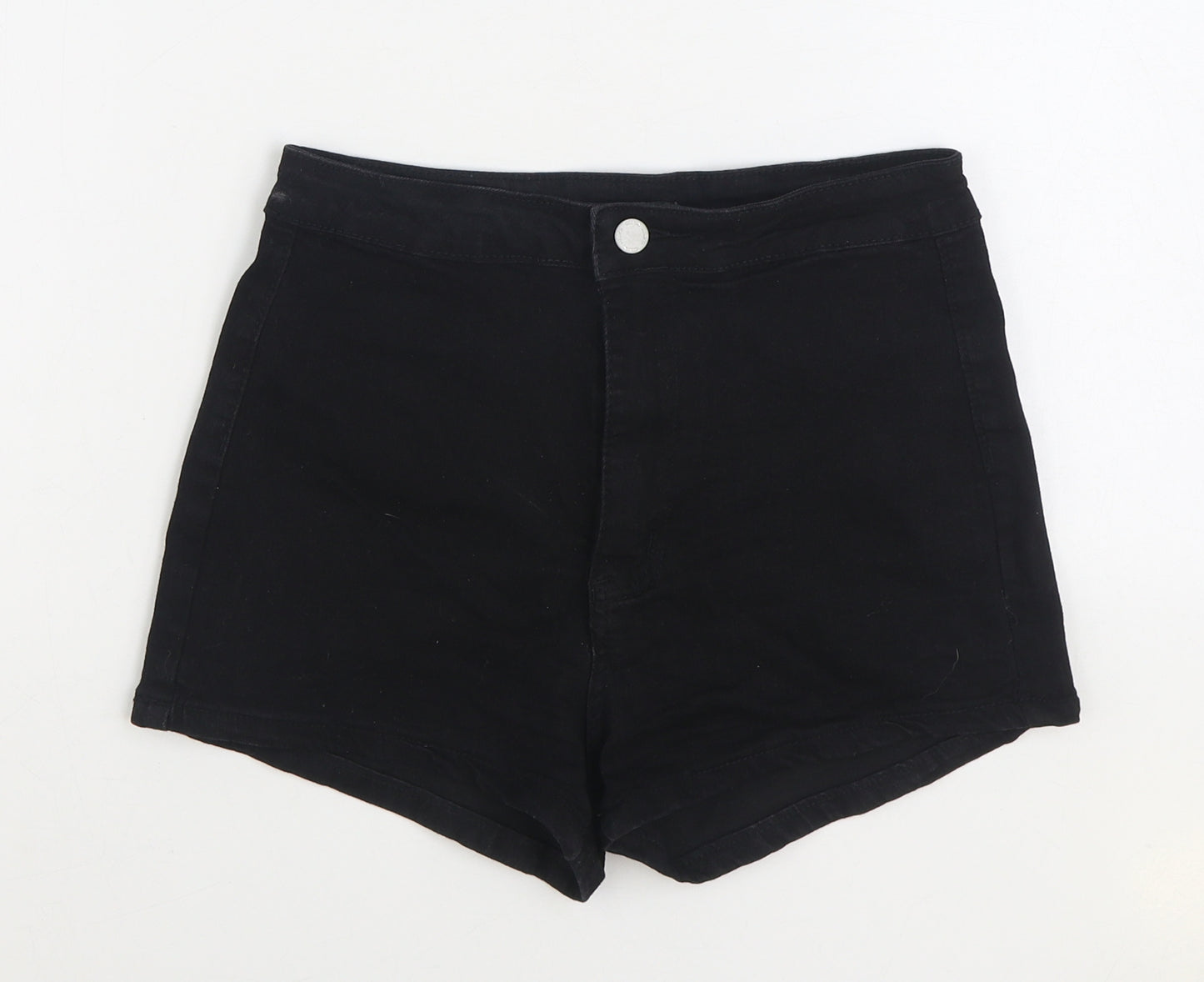 SheIn Womens Black Cotton Hot Pants Shorts Size S Regular Zip