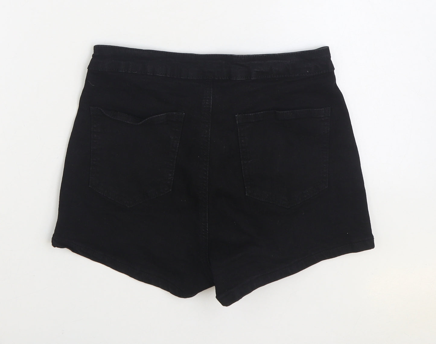 SheIn Womens Black Cotton Hot Pants Shorts Size S Regular Zip