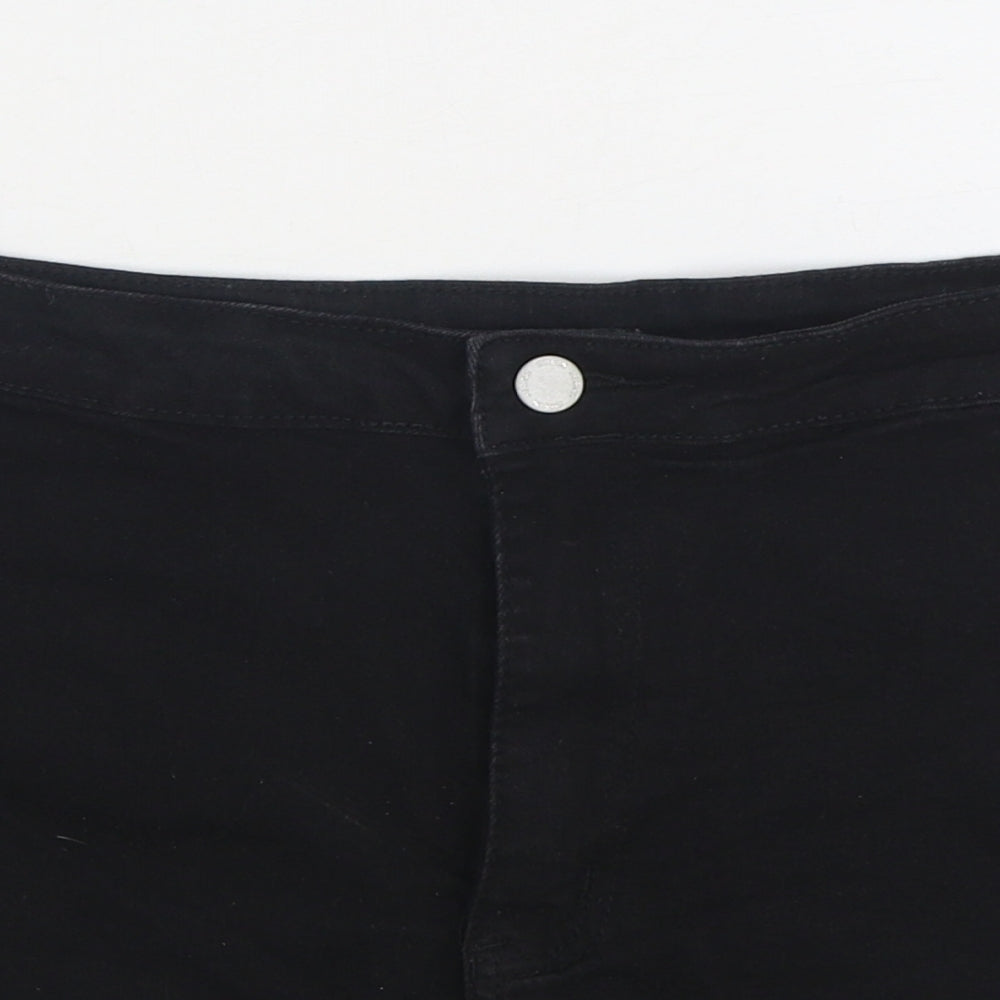 SheIn Womens Black Cotton Hot Pants Shorts Size S Regular Zip