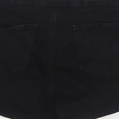 SheIn Womens Black Cotton Hot Pants Shorts Size S Regular Zip