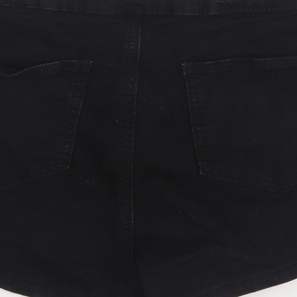 SheIn Womens Black Cotton Hot Pants Shorts Size S Regular Zip