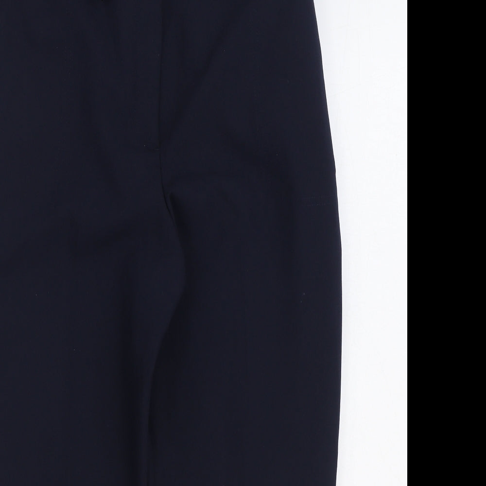 Marks and Spencer Womens Blue Polyester Cropped Trousers Size 14 L24 in Regular Zip