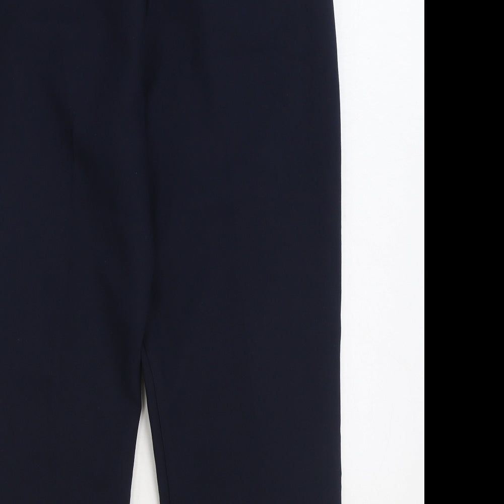 Marks and Spencer Womens Blue Polyester Cropped Trousers Size 14 L24 in Regular Zip